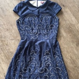 Navy Chi Chi London Eyelet Dress